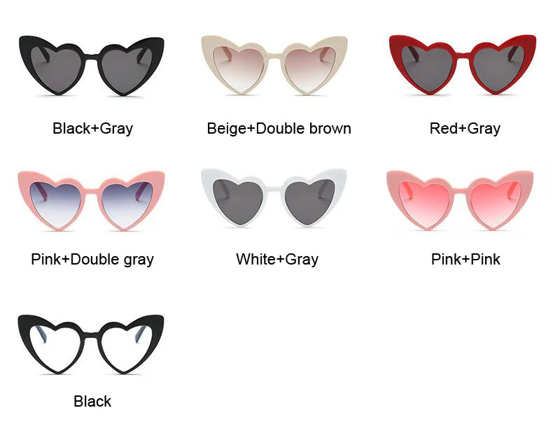 Vintage Heart-Shaped Cat Eye Sunglasses – UV400 Protection, Perfect Gift for Women