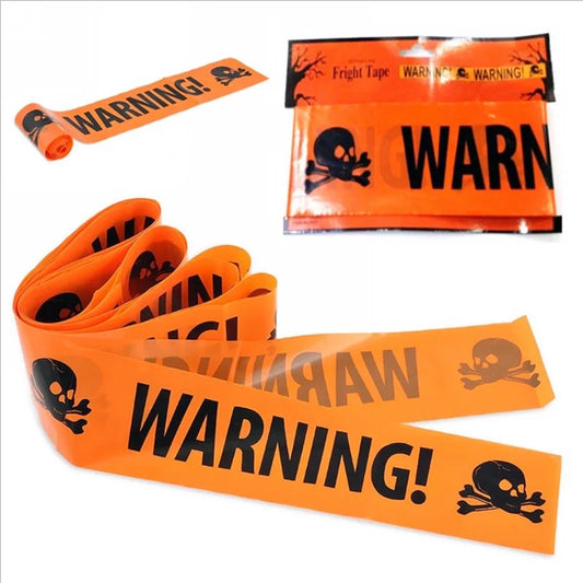 Halloween Skull Head Warning Tape – Spooky Window Prop and Decor(1PC)