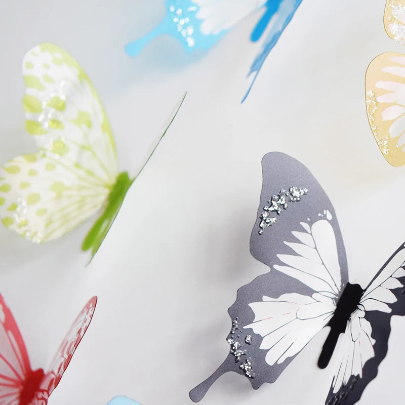 18-Piece 3D Crystal Butterfly Wall Stickers - Elegant Home and Wedding Decor