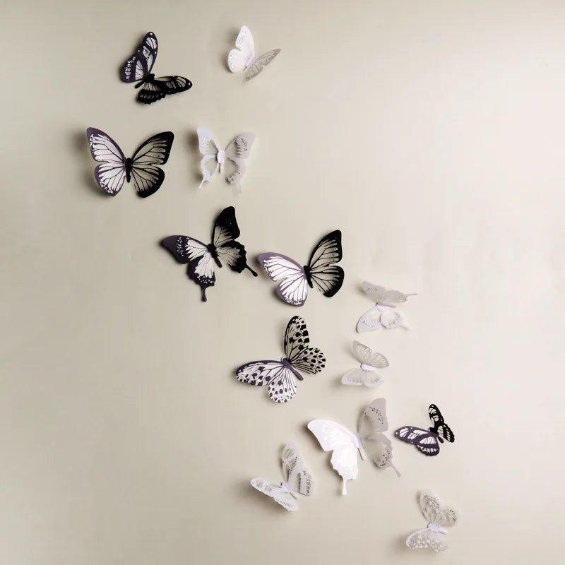 18-Piece 3D Crystal Butterfly Wall Stickers - Elegant Home and Wedding Decor