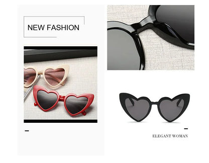 Vintage Heart-Shaped Cat Eye Sunglasses – UV400 Protection, Perfect Gift for Women