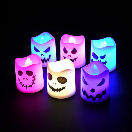 6pcs LED Halloween Ghost and Pumpkin Candle Lights - Party and Home Decor