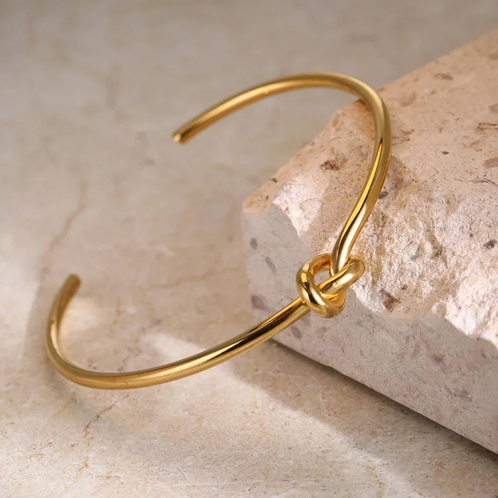 Gold Plated Stainless Steel Geometric Cuff Bracelet 🌟