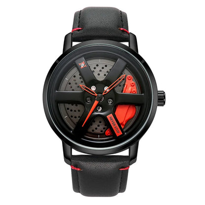 Men's Sports Fashion Quartz Watch - 360° Rotating, Waterproof Leather Strap