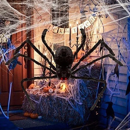 Giant Plush Halloween Spider - Outdoor Decoration and Party Prop