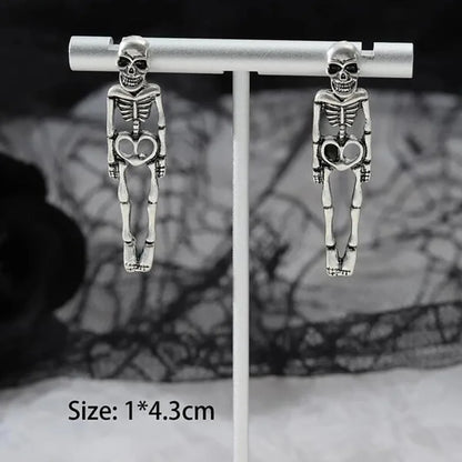 Skull & Spider Web Halloween Drop Earrings - Punk Style Jewelry for Women