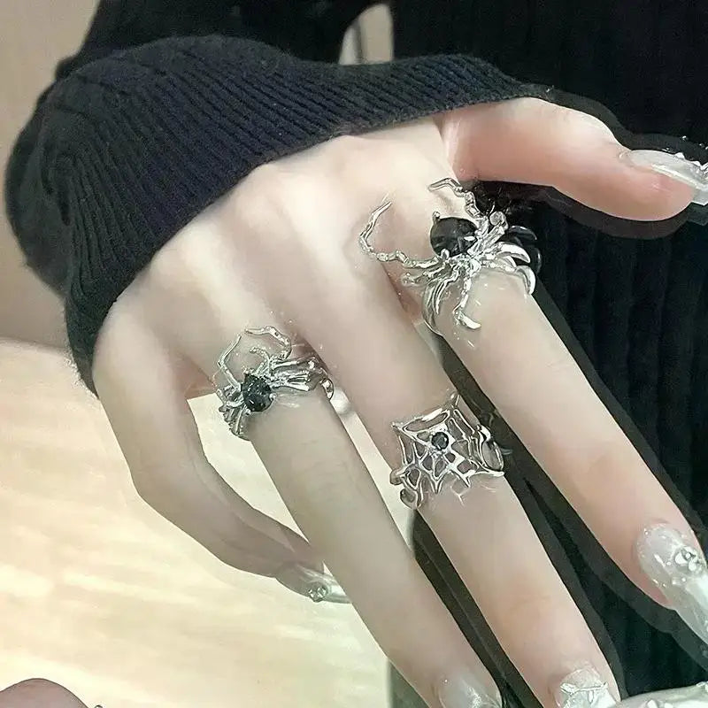 Black Heart Spider Web Adjustable Ring – Gothic Punk Vintage  Jewelry