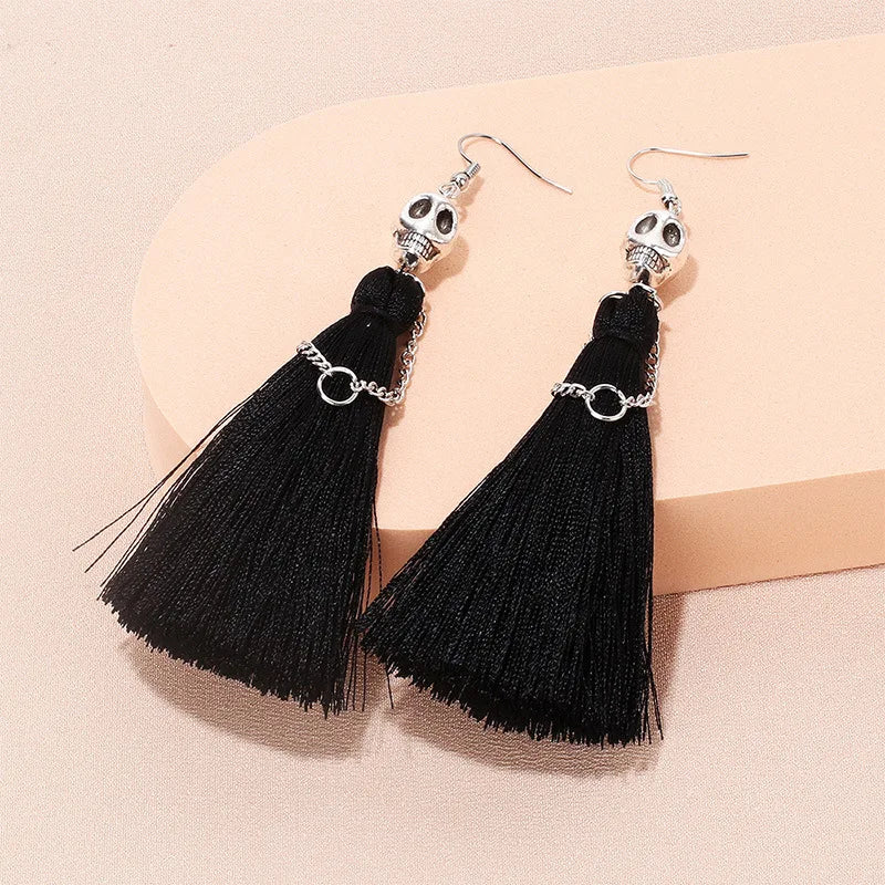 Skeleton Tassel Drop Earrings - Gothic Punk Style for Women, Perfect for Halloween or Party Gifts