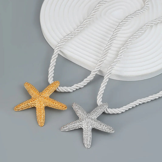 Exquisite Set Golden Starfish Jewellery  for Women | Fashionable Ocean-inspired Necklace and Earrings