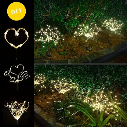 Solar Fireworks Garden Lights - 90/150/200 LED Outdoor Dandelion Fairy String Lights for Lawn & Holiday Decor