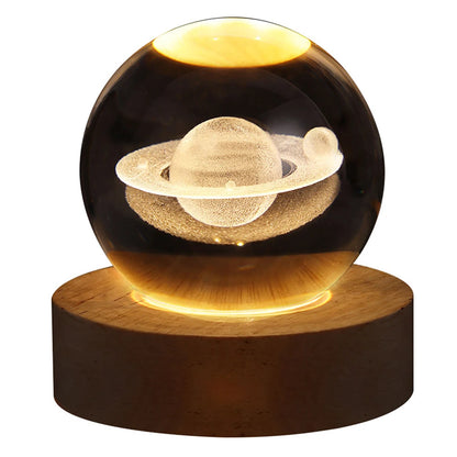 Galaxy 3D Crystal Ball Lamp - USB Night Light with Planetary Projections