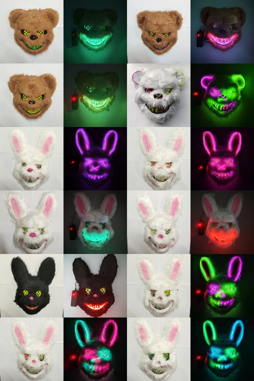 Luminous LED Bloody Bunny and Rabbit Mask – Halloween Horror Cosplay Prop