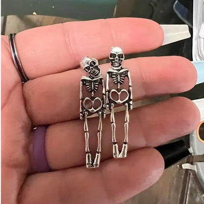 Skull & Spider Web Halloween Drop Earrings - Punk Style Jewelry for Women