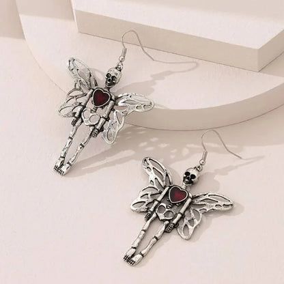 Skull & Spider Web Halloween Drop Earrings - Punk Style Jewelry for Women