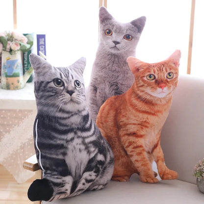 Realistic 3D Cat Plush Pillow – Soft and Cute Stuffed Toy for Kids and Girls