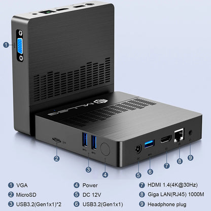 MLLSE Mini PC Air: Compact Windows 11 PC with Intel N4000, 6GB RAM, 128GB Storage, Dual-Band WiFi and Bluetooth