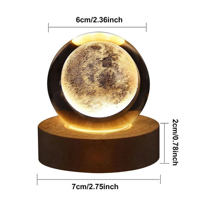 Galaxy 3D Crystal Ball Lamp - USB Night Light with Planetary Projections