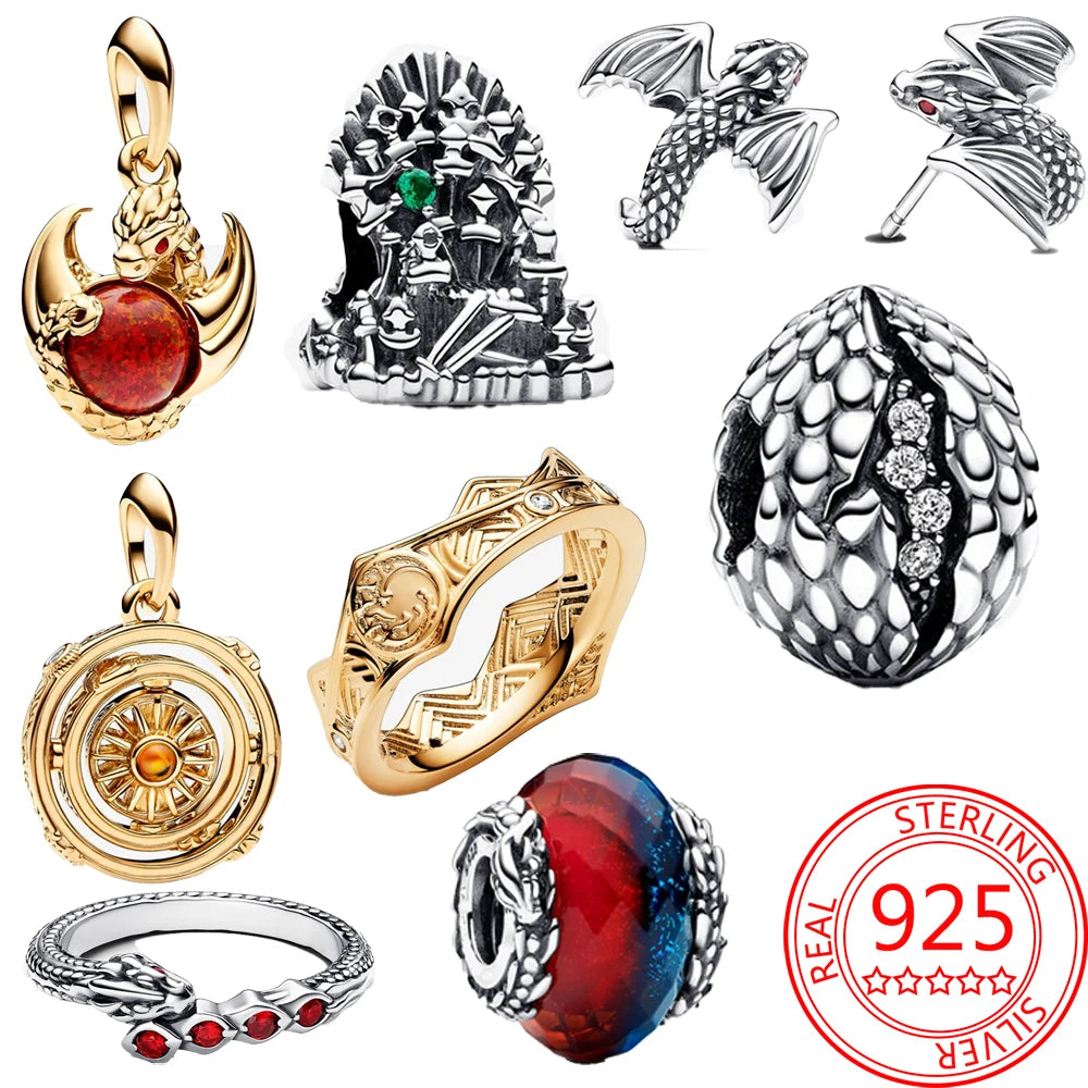 Pandora like Game of Thrones House of the Dragon Crown Ring - Game Series 925 Sterling Silver