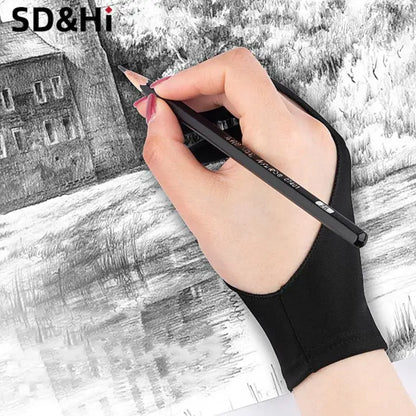 Two Finger Anti-Touch Drawing Glove for Tablets and Digital Art