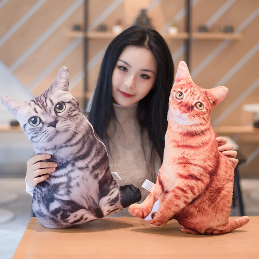 Realistic 3D Cat Plush Pillow – Soft and Cute Stuffed Toy for Kids and Girls