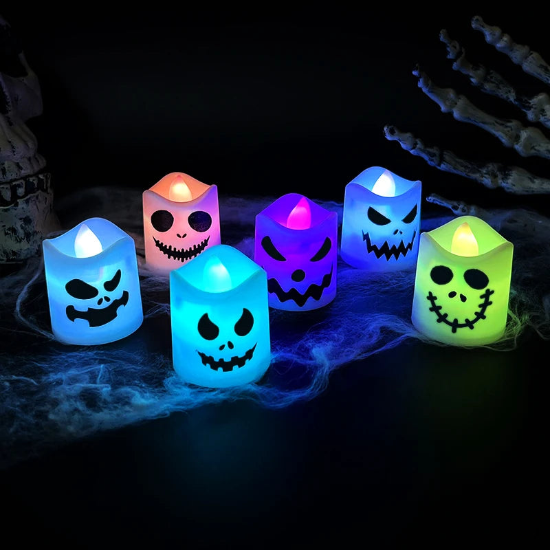 6pcs LED Halloween Ghost and Pumpkin Candle Lights - Party and Home Decor