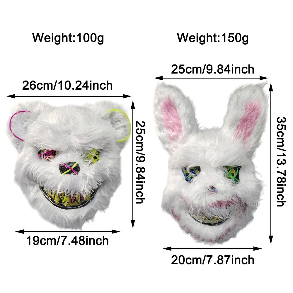 Luminous LED Bloody Bunny and Rabbit Mask – Halloween Horror Cosplay Prop