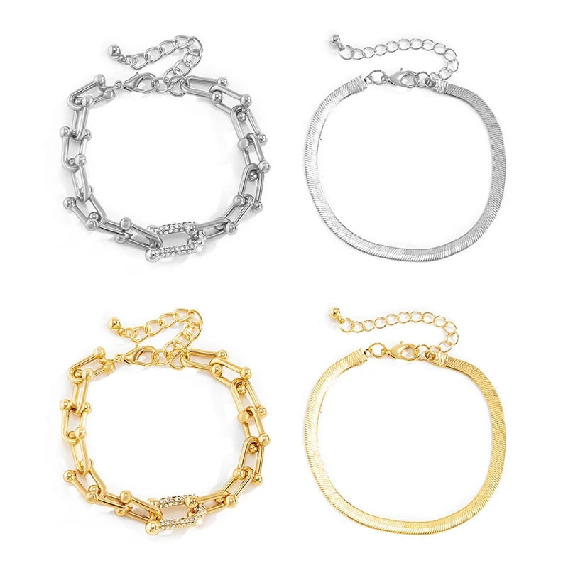 Elegance in Gold and White: Luxury Crystal Bangle Duo