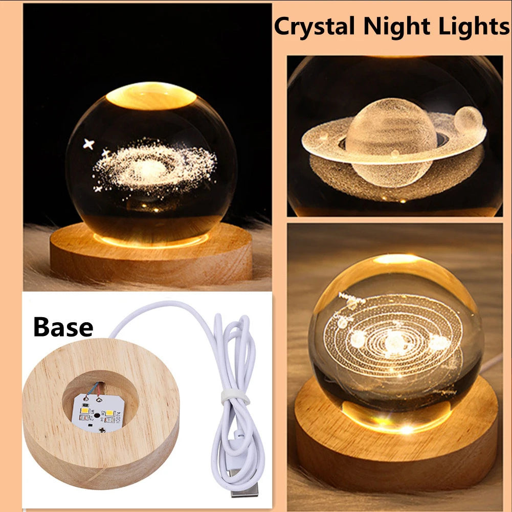 Galaxy 3D Crystal Ball Lamp - USB Night Light with Planetary Projections