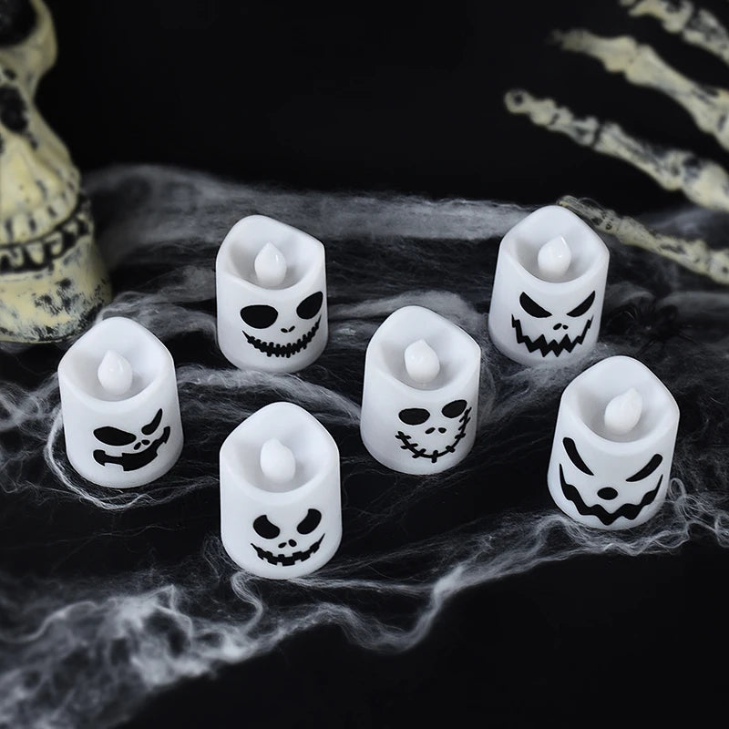 6pcs LED Halloween Ghost and Pumpkin Candle Lights - Party and Home Decor