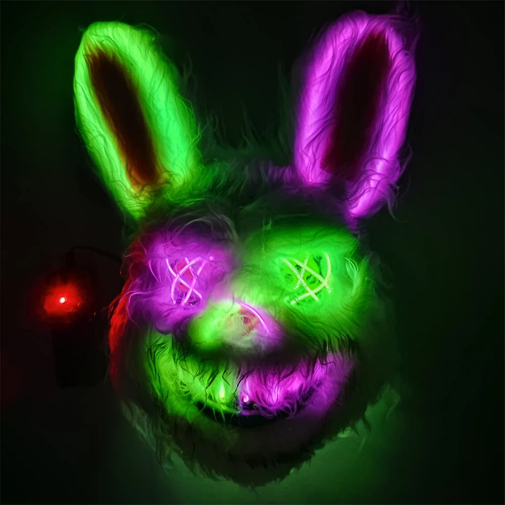 Luminous LED Bloody Bunny and Rabbit Mask – Halloween Horror Cosplay Prop