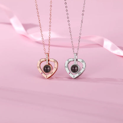 Love Heart Necklace 100 Languages I Love You Projection Pendant Jewelry For Mom Girlfriend Birthday Romantic Gifts