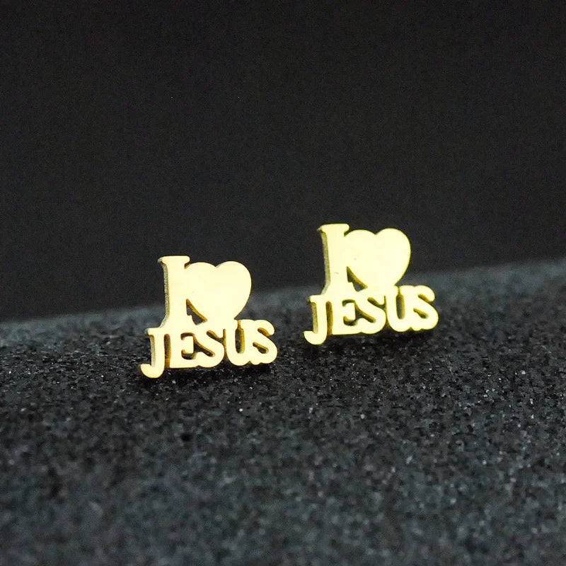 Golden Glory Set: Stainless Steel Jesus Cross Necklace and Heart Pendant