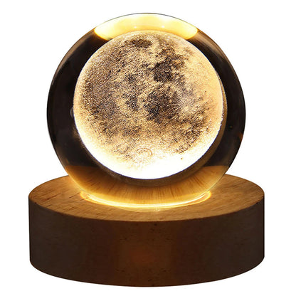 Galaxy 3D Crystal Ball Lamp - USB Night Light with Planetary Projections