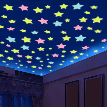 50-Piece Glow in the Dark Star Wall Stickers for Kids' Rooms and Bedrooms