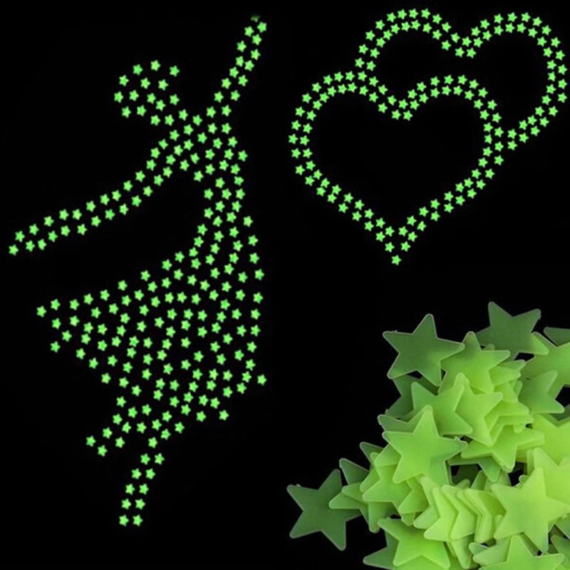 50-Piece Glow in the Dark Star Wall Stickers for Kids' Rooms and Bedrooms