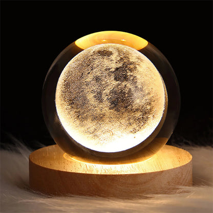 Galaxy 3D Crystal Ball Lamp - USB Night Light with Planetary Projections