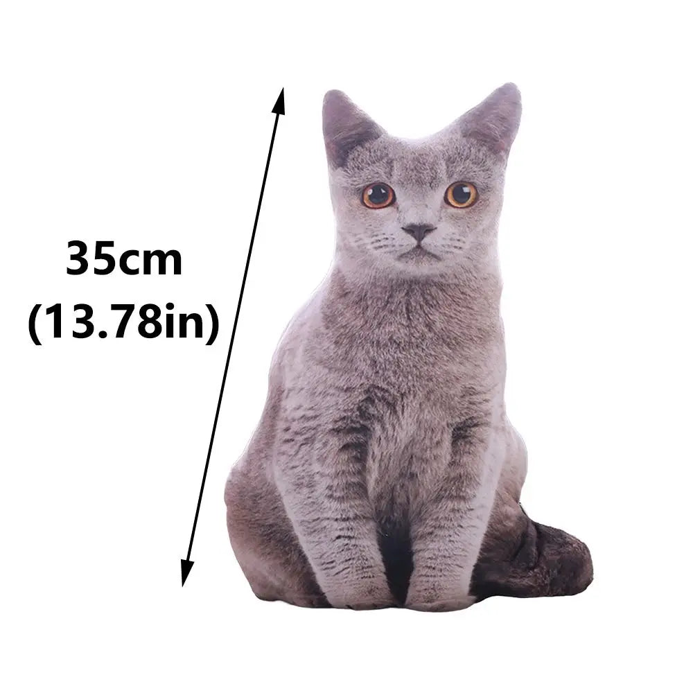 Realistic 3D Cat Plush Pillow – Soft and Cute Stuffed Toy for Kids and Girls