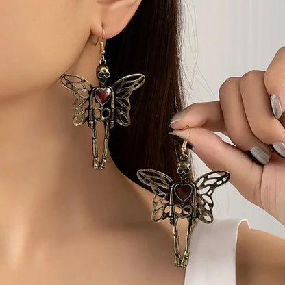 Skull & Spider Web Halloween Drop Earrings - Punk Style Jewelry for Women