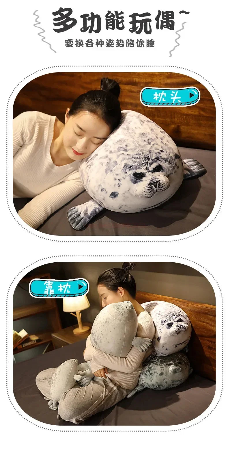 Plush Fat Seal Toy - Soft Stuffed Animal and Cozy Pillow | Cute Sea Lion Doll, Perfect Christmas Gift