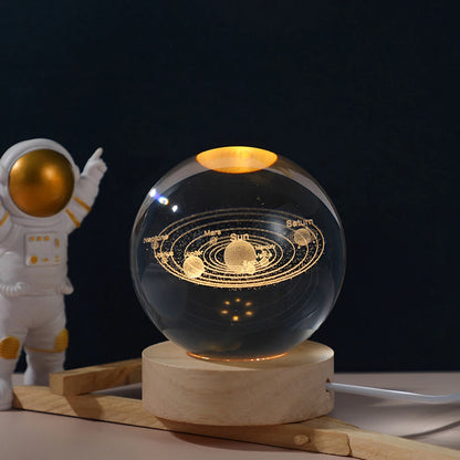 Galaxy 3D Crystal Ball Lamp - USB Night Light with Planetary Projections