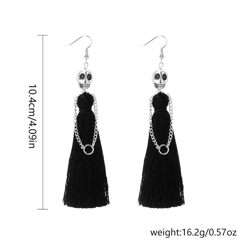 Skeleton Tassel Drop Earrings - Gothic Punk Style for Women, Perfect for Halloween or Party Gifts