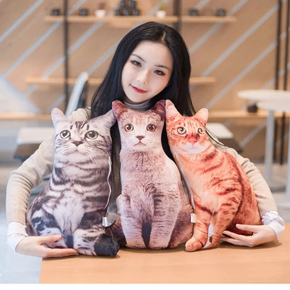 Realistic 3D Cat Plush Pillow – Soft and Cute Stuffed Toy for Kids and Girls