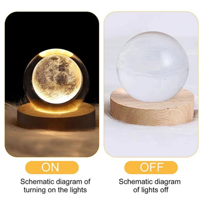 Galaxy 3D Crystal Ball Lamp - USB Night Light with Planetary Projections