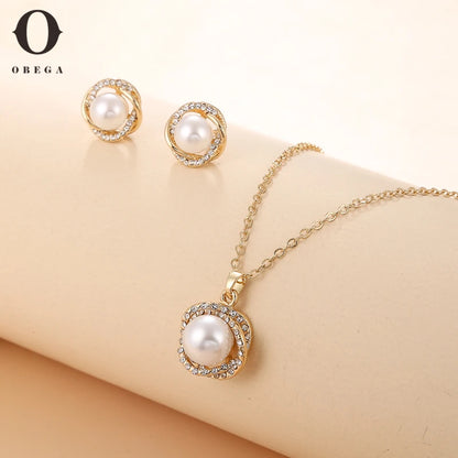 Obega Gold Sea Shell Pearl Jewellery Set: Elegance Redefined