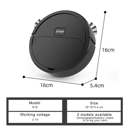 Portable 3-in-1 Robotic Vacuum Cleaner - USB Rechargeable Wet and Dry Floor Sweeper