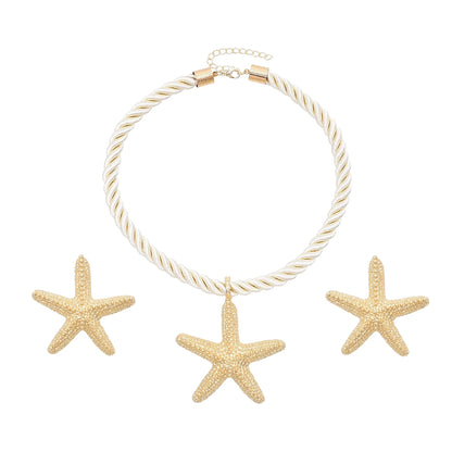 Exquisite Set Golden Starfish Jewellery  for Women | Fashionable Ocean-inspired Necklace and Earrings