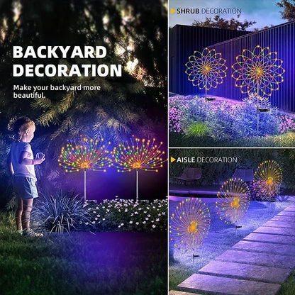 Solar Fireworks Garden Lights - 90/150/200 LED Outdoor Dandelion Fairy String Lights for Lawn & Holiday Decor