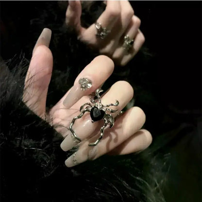 Black Heart Spider Web Adjustable Ring – Gothic Punk Vintage  Jewelry