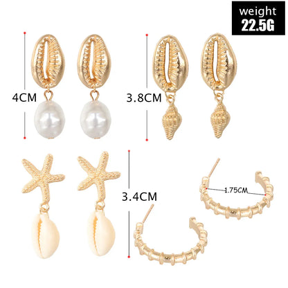 Bohemia Pearl and Shell Dangle Earrings - Summer Chic Elegance Set (6-20 pcs)