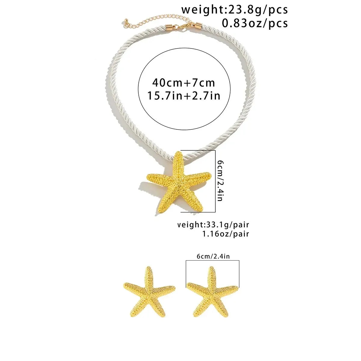 Extravagant Starfish Set Choker Necklace and Earrings Set